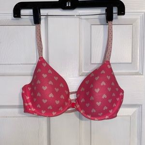 Victoria’s Secret hot pink heart front clip bra